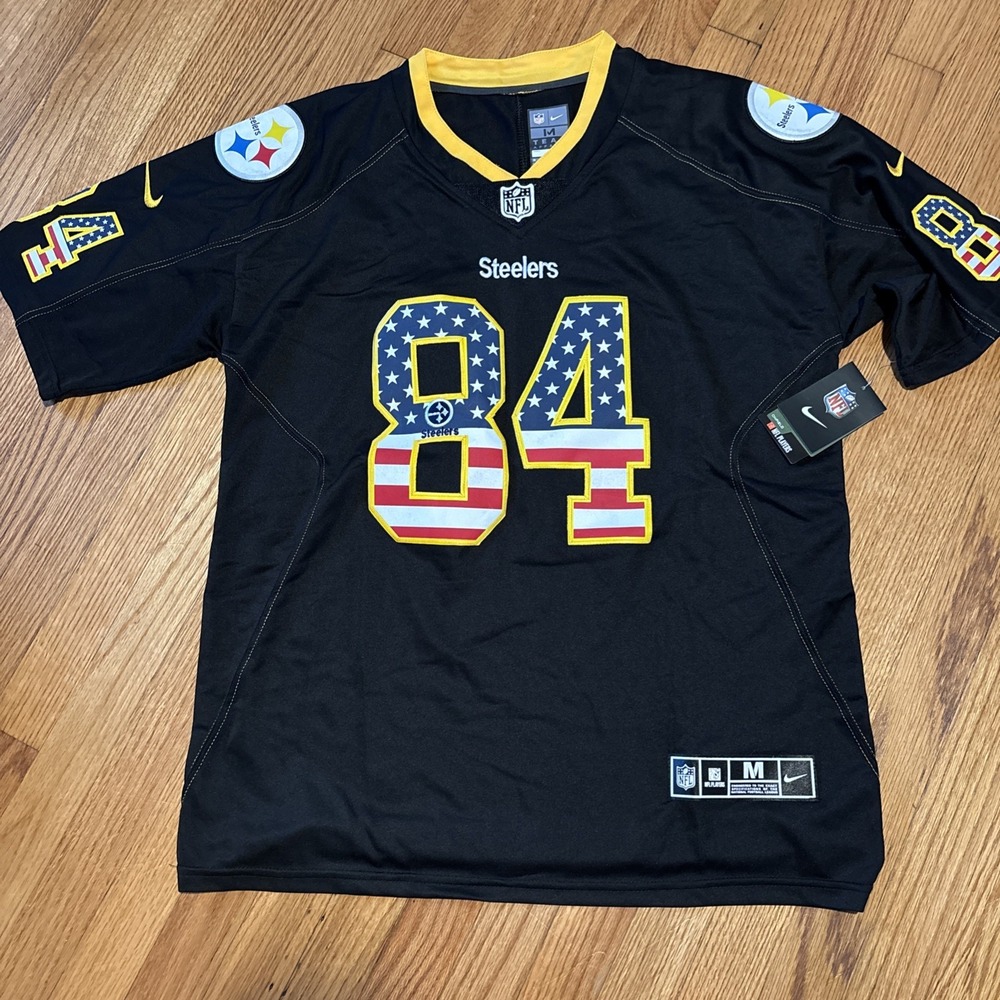 New Nike Pittsburgh Steelers USA Antonio Brown 84 Jersey Black FLAG Men's  NFL M